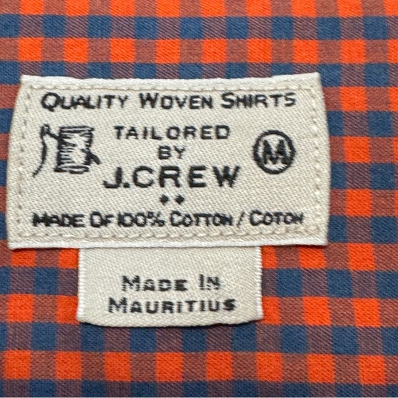 J.Crew Mens Medium Button Down Red Blue Gingham Long Sleeve Cotton Shirt - Picture 4 of 6